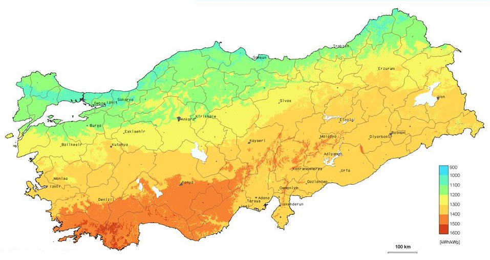 Türkiye Güneş Enerjisi Haritası